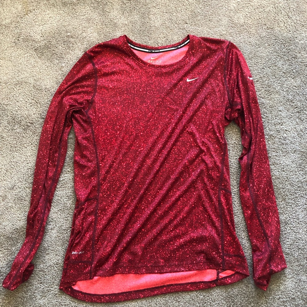 Nike Red Speckled Long Sleeve Shirt